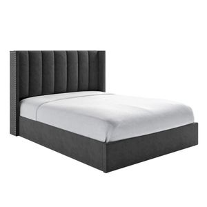 Cama Tapizada Listón LeMueble 1.5 Plz Plomo Oscuro
