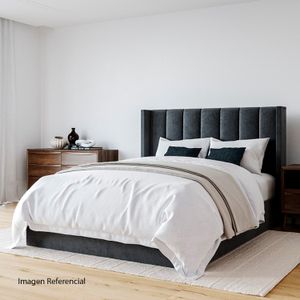 Cama Tapizada Listón LeMueble 1.5 Plz Plomo Oscuro
