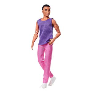 Muñeco Barbie Ken Looks 15 Moreno con Polo Lila