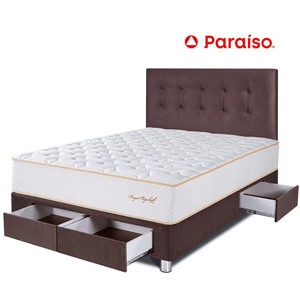 Dormitorio Royal Elizabeth con Cajones 2 Plazas Chocolate + 2 almohadas viscoelásticas + protector