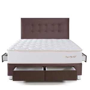 Dormitorio Royal Elizabeth con Cajones 2 Plazas Chocolate + 2 almohadas viscoelásticas + protector