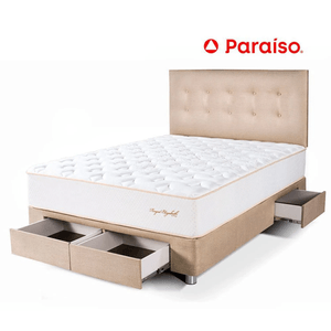 Dormitorio Royal Elizabeth con Cajones 2 Plazas Champagne + 2 almohadas viscoelásticas + protector