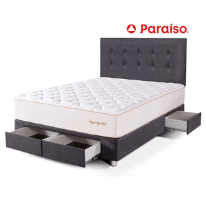 Juego de Dormitorio Paraíso Royal Elizabeth con cajones 2 Plazas + 2 almohadas viscoelásticas + protector