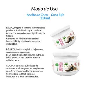 Coco Life Aceite de Coco 120 ml 2 Unidades