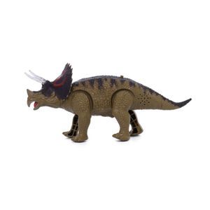Dinosaurio Triseraptor Dinomat Camina Con Luces Y Sonidos Marrón Oscuro