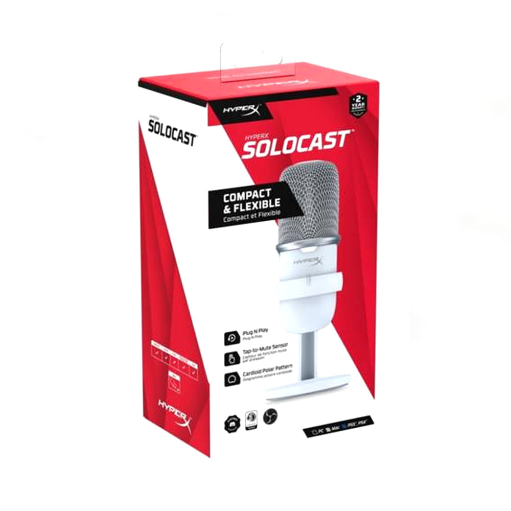 Microfono Gamer HyperX Solocast USB Blanco