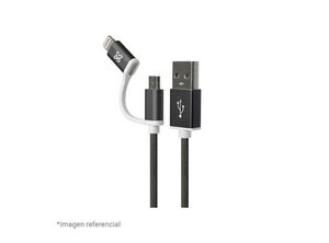 CABLE KX 2 IN 1 - APPLE LIGHTNING & MICROUSB TO USB-A. 2.4A. BLACK WHITE