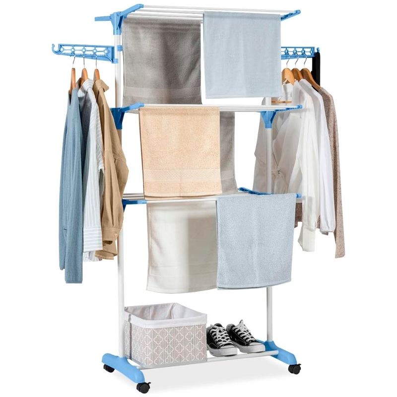 Tendedero de Ropa Organizador Colgador Plegable con Ruedas 49T