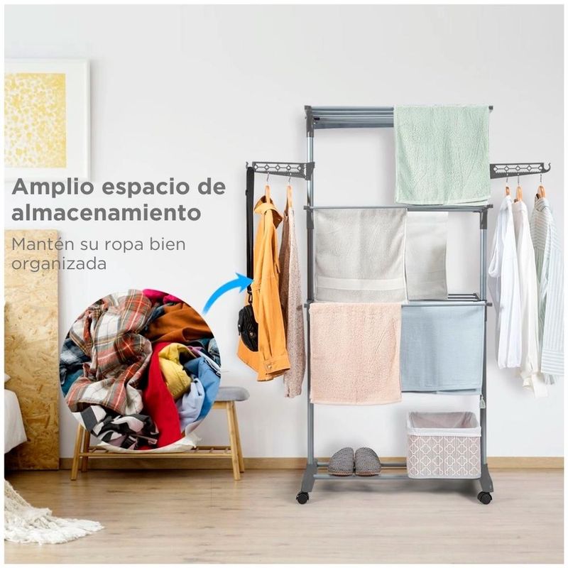 Colgador de Ropa Tendedero Organizador Plegable Perchero 4 Niveles