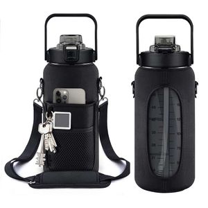 Botella Tomatodo de Agua Deportiva sin BPA con Funda Negro Premium