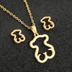 Set Collar Mujer Aretes Oso Tous Dorado San Valentín Pareja Amor