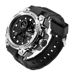 Reloj Hombre Deportivo Análogo Digital  Impermeable con Cronógrafo Militar- Plateado