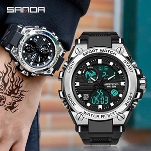 Reloj Hombre Deportivo Análogo Digital  Impermeable con Cronógrafo Militar- Plateado