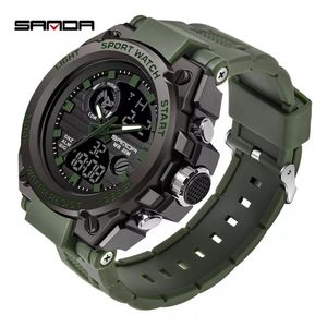 Reloj Hombre Deportivo Análogo Digital Impermeable con Cronógrafo - Verde Militar