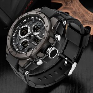 Reloj Hombre Deportivo Análogo Digital Impermeable con Cronógrafo Resistente al Agua Sanda 6008