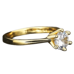Anillo de Compromiso Aro Alianza Bañado en Oro 18K Genieka Solitario Yellow Gold Talla 10