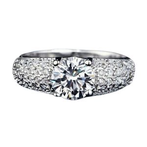 Anillo de Compromiso Aro Alianza Bañado en Oro Blanco 18K Genieka Shiny Deluxe Talla 5.5