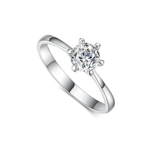 Anillo de Compromiso Aro Alianza Bañado en Oro Blanco 18K Genieka Solitario White Gold Talla 5.5