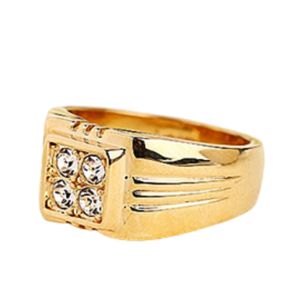 Anillo de Compromiso Hombre Aro Alianza Bañado en Oro 18K Genieka Elegant Man Gold Talla 7