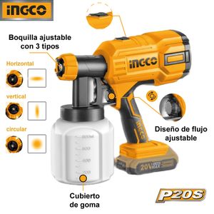 Pistola para Pintar Inalámbrica Ingco 20V CSGLI20406