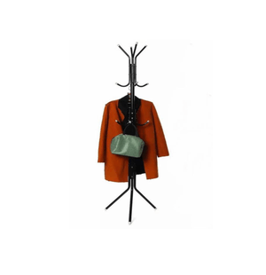 Perchero de Pie Colgador de Carteras y Ropa Negro