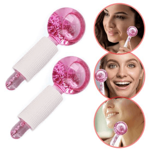 Rodillo Masajeador Facial Esferas Frías Rosado