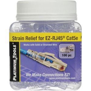 100 Pack de Platinum Tools Ez Rj45 Cat5E Snag Proof Strain Reliefs en Envase de Tarro