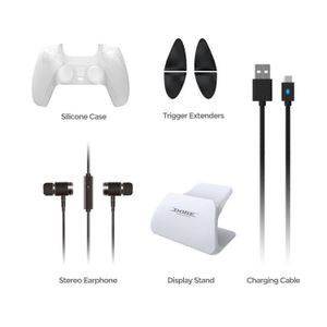 Pack Protector Dobe 8 En 1 Para Mando Dualsense PS5 Blanco