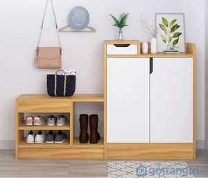 Elegante Zapatera con Estante 2 puertas Alice color Blanco/Duna TU MESITA