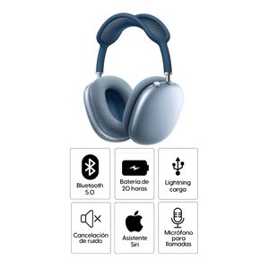 Audífonos con cancelación de ruido Apple Airpods Max micrófono incorporado, máx. 20 horas, control de música y llamadas, azul