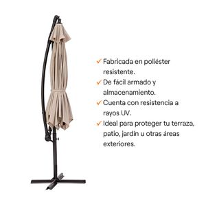 Sombrilla Terraza Lateral Polar Hexagonal 290cm Taupe
