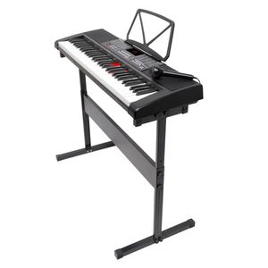 Órgano electrónico portable KL-97 Decibel, pantalla led, 61 teclas, 255 timbres, incluye soporte y micrófono, negro