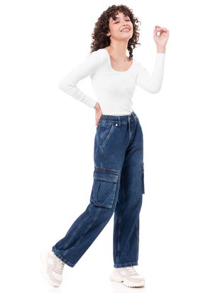 Pantalon Cargo Denim Mujer Flaud