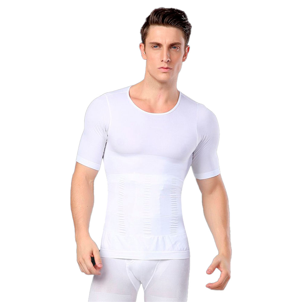 Camiseta Ajustada Para Hombre De Compresión Suave 035010 XL  Blanco