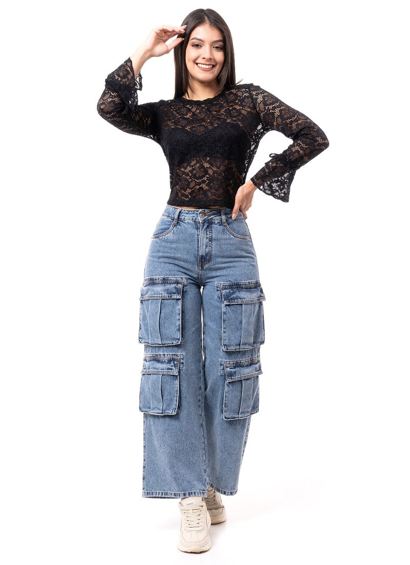 PANTALON JEANS CARGO MUJER - ONLINESHOPPINGCENTERG