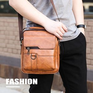 Morral Hombre Cuero Bandolera Impermeable Weixier Color Marrón