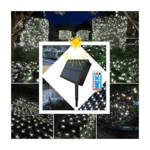 Cortina Tipo RED Luz Blanca Recargable Solar 300 Leds