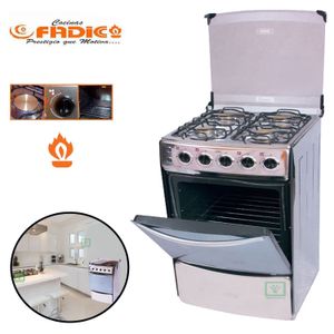Cocina con Tapa de Vidrio y Horno Fadic Wendy 4H Gris