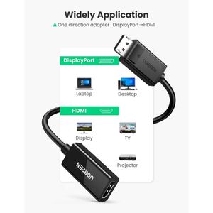 Adaptador Ugreen DisplayPort a HDMI 4 K 60 Hz macho a hembra DP a HDMI MM137 - 70694