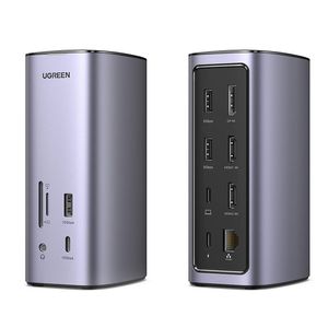 Docking Ugreen USB-C Triple Display 2 HDMI DP 8K, 10 Gbps USB-C Audio PD 100W CM555 - 90325