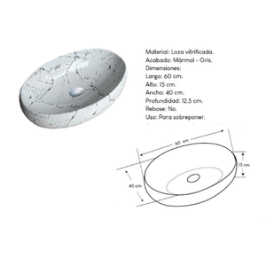 Ovalín de Loza 881BN XM Gris