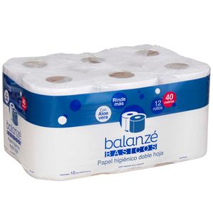 Papel Higiénico Doble Hoja BALANZÉ BASICOS Paquete 12un