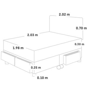Dormitorio PARAISO Pocket Star C/Cajones King + Cabecera Lof Charcoal + 2 Almohadas + 1 Protector