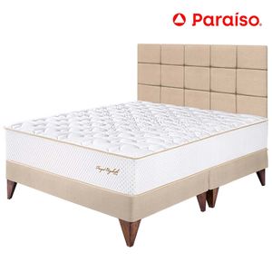 Dormitorio PARAISO Euro Royal Elizabeth Queen + Cabecera Blocks Champagne + 2 Almohadas + 1 Protector