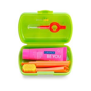 Set de Viaje Curaprox Verde Cepillo + Pasta Dental + Interdental - Set 3 UN