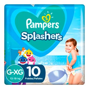 Pañales Pampers Splashers Talla G-XG - Bolsa 10 UN