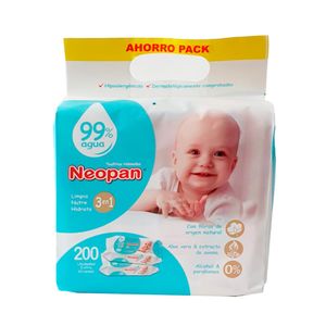 Pack Toallitas Húmedas Neopan 99 por ciento Agua