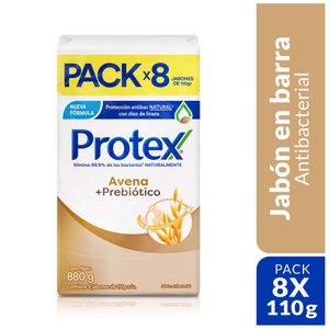Jabón de Tocador PROTEX Avena + Prebiótico 110g Paquete 8un