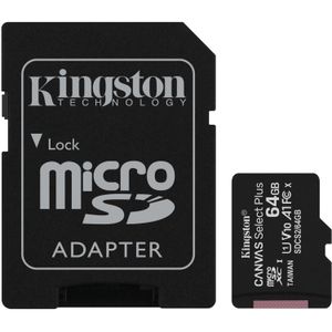 Memoria Kingston 64GB Micro SDXC CANVAS Select 100MB/s Clase 10 UHS-I - SDCS2/64GB