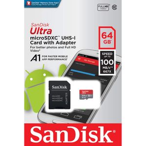 Memoria SanDisk 64GB Ultra UHS-I MicroSDXC Memory Card with SD Adapter SDSQUAR-064G-GN6MA